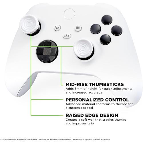 White KontrolFreek CQC Rush for Xbox One and Xbox Series X Controller | Performance Thumbsticks | 2 Mid-Rise Concave | White