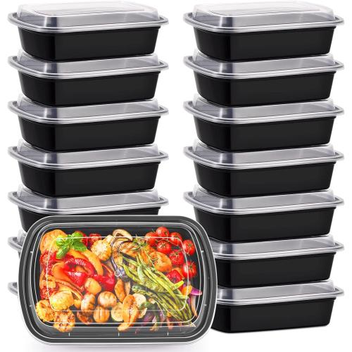 Kitch’nMore 38oz Meal Prep Containers, Extra Large &Thick Food Storage Containers with Lids, Reusable Plastic,Disposable Bento Box,Stackable,Microwave/Freezer/Dishwasher Safe, BPA Free (30Pack)