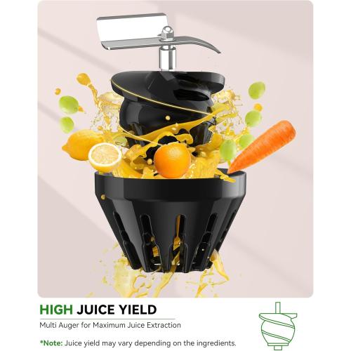 ACOQOOS Cold Press Juicer Machines with 8 Glass Juice Bottles, Cold Press Juicer Whole Fruit and Vegetable with 4.3 Feeding Chute, Easy to Clean Juicers with 2 Cups, Masticating Juicer Black (  The engine doesn’t turn on or off )