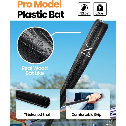Grand Slam Baseball Bat Set, Includes 1 Plastic Bat, 6 Perforated Balls and 4 Throw Down Bases for Youth, Teenagers, Adults