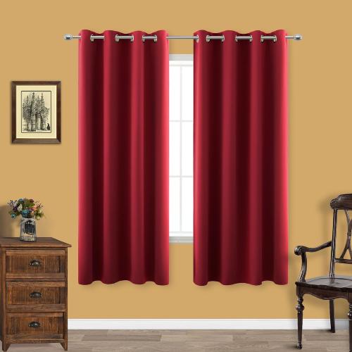 KOUFALL Red Room Darkening Blackout Curtains 63 Inch Length for Dining Room 2 Panels Set Thermal Light Blocking Curtains for Living Room Boys Bedroom Kid Gamer 63 Long