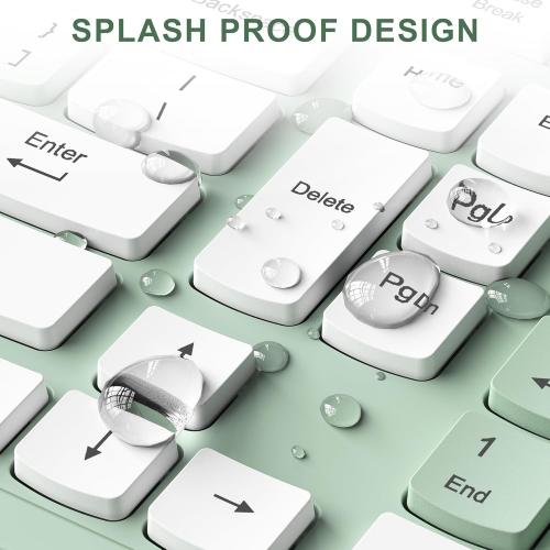 Wireless Keyboard and Mouse Combo, Full-Sized Wireless Keyboard and Adjustable DPI Mouse, 2.4GHz USB Receiver, Silent Keyboard and Mouse for PC, Windows, MAC, Desktop, Laptop (Avocado Green)