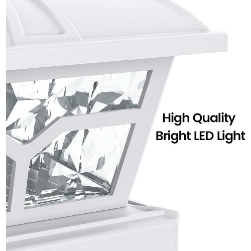 SIEDiNLAR Solar Post Cap Lights Outdoor 2 Color Modes 8 LEDs for 4x4 5x5 6x6 Wooden Vinyl Posts Fence Deck Patio Decoration Warm White & Cool White Lighting White (10 Pack)