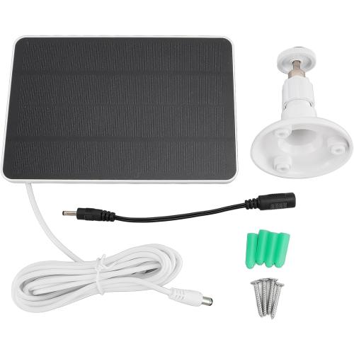Solar Panel for Security Camera, High Efficiency 4W Camera Solar Panel for DC5V Outdoor Rechargeable Battery Camera, Security Camera Solar Panel Charger with Adjustable Bracket