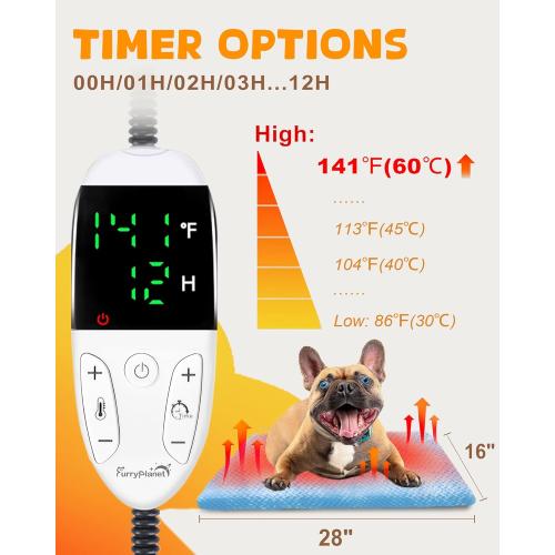 Blue Size Medium Upgrade Dog Cat Heating Pad with 2 Covers&840D Storage Bag,Adjustable Temperature Electric Pet Heating Pad with Timer,Waterproof Heated Bed Mat with Chew-Proof Cord,M