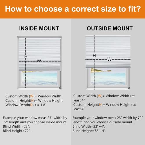 White 23x48 Persilux Custom Blackout Cellular Window Shades Cordless Blinds Honeycomb Blinds for Windows (White 23W x48H) Window Shades for Home, Room Darkening Cellular Door Blinds for Kitchen Easy to Install
