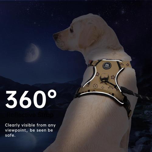 Size XL Color brown IVY&LANE No Pull Dog Harness with Leash Set, Reflective No Choke Pet Vest,Adjustable Oxford Dog Vest Harness with Easy Control Handle for Medium Dogs