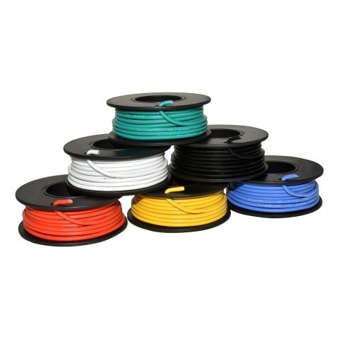 18 AWG Solid Core Hookup Wire Kit – 18 Gauge Copper Pre-Tinned PVC Coated 16ft or 5m Each Spool, 6 Colors (Black, Red, Yellow, Green, Blue, White), Jumper Electrical Wire Hook Up Wire Kit from Plusivo