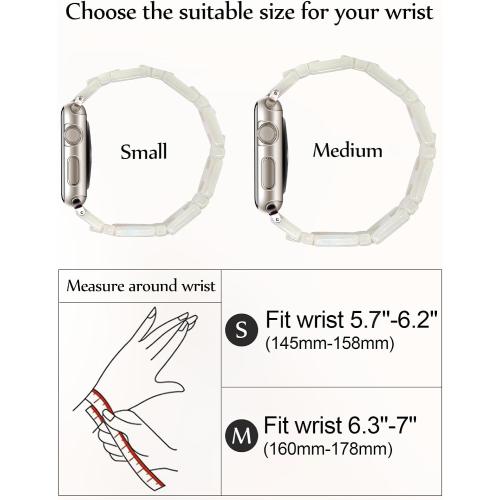 JR.DM Resin Stretchy Tortoise Shell Fancy Beaded Bracelet Light Watch Band Women Compatible with Apple Watch Band 38mm 40mm 41mm 42mm (S11/10) Strap Wristband for iWatch Series 11/10/9/8/7/6/5/4/3/2/1/SE/Ultra