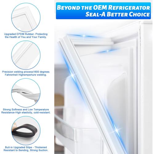 Upgraded 54x 27 5304507201 Freezer Door Gasket Replacement Compatible with Frigidaire,Crosley and Kenmore Freezer Door Seal PD00032288 216522306 216522356 5304507209 PS11770645 AP6037541 White