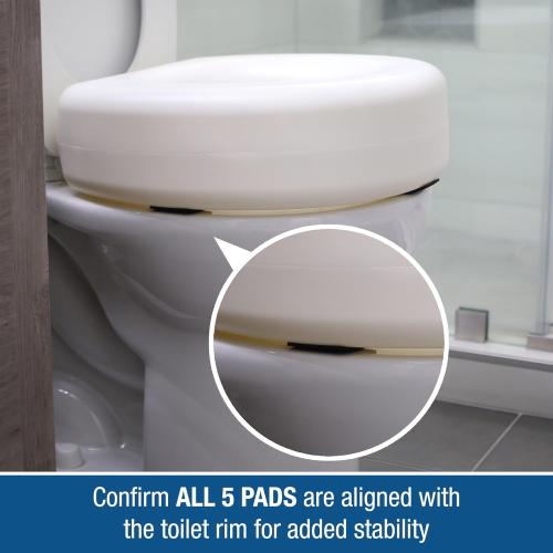 HealthSmart Enhanced Comfort 5 Raised (Round) Toilet Seat Risers for Seniors 5 Slip Resistant Pads FSA/HSA Eligible Padded Toilet Seat Elevation 15.7 x 15.2 x 6.1