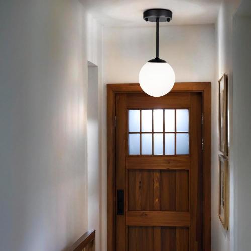 7.1 Inch Frosted White Glass Globe Lamp Shade with 2.56 Smooth Opening (No Lip) Milk Glass Ball Lampshade Cover Opal Sphere Shade Chandelier Light Fixture for Wall Sconce Pendant Light Table Lamp