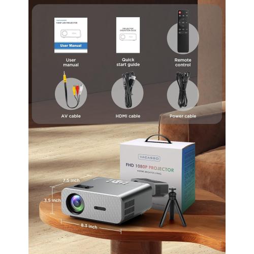 Native 1080P Projector 4K Support, 5G WiFi Bluetooth Portable Projector with Tripod, 11000L Movie Projector, 300 Display Home Projector Compatible with HDMI/TV Stick/iOS/Android/PS5