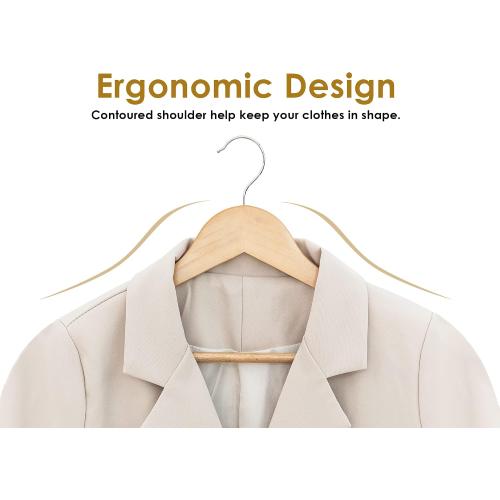 StorageWorks Wooden Hangers 20 Pack, Wood Coat Hanger for Coats, Shirts, Jackets, Pants, Suits, Black Color