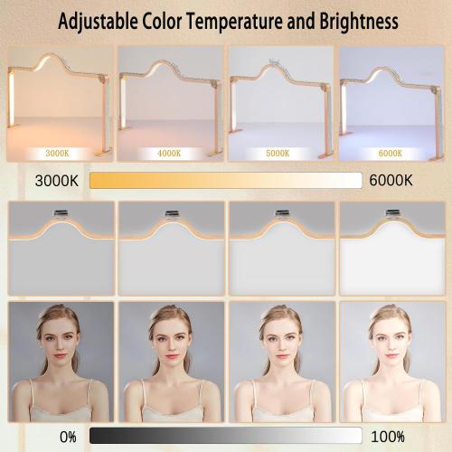 KEDAO Nail Light for Desk Half Moon Light for Nail Desk 34Inch Foldable LED Table Lamp Manicure for Table Adjustable Dimmable Half Moon Lamp for Lash Beauty Tattoos Crafts Gold