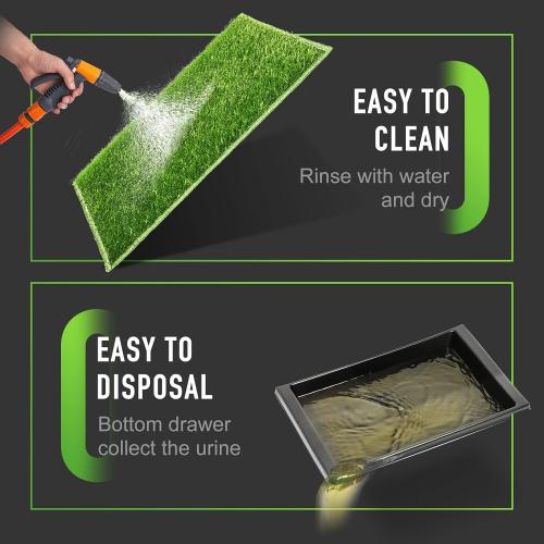 Hompet Dog Potty with Tray Large 30''x20'', 2 Artificial Grass Patch for Indoor and Outdoor Use, Puppy Turf Grass Pad Reusable Training Pads with Pee Baffle, Ideal for Dogs