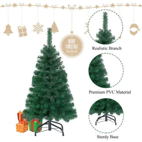 3FT Artificial Christmas Tree Green Tabletop Christmas Tree with Metal Stand Mini Xmas Pine Tree for Party Supplies Indoor Outdoor Holiday Home Decoration(Green)