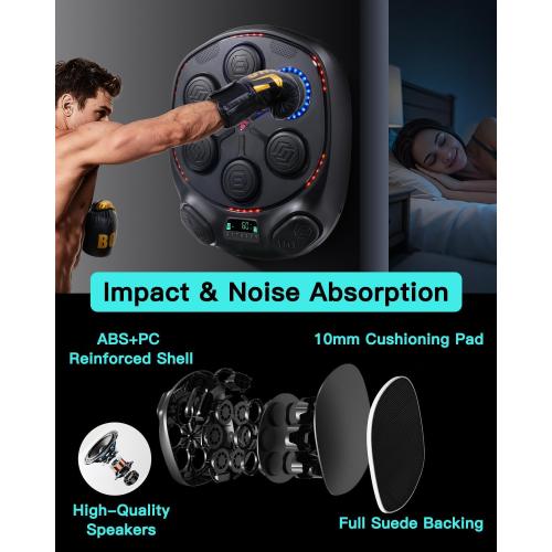 shroop Music Boxing Machine for Adults & Kids — Wall-Mounted Interactive Bluetooth Punch Trainer, High-Sensitivity, Rhythm Adaptation, 6/8 Targets, Ideal for Home, Office, and Gym Use
