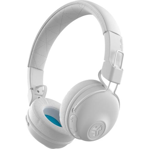 JLab Studio Wireless On-Ear Headphones, White, 30  Hour Bluetooth 5 Playtime, EQ3 Sound, Ultra-Plush Faux Leather & Cloud Foam Cushions, Track and Volume Controls