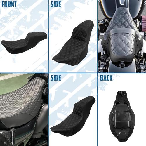 One-Piece Driver Passenger Seat Motorcycle 2-up Seat Fit for Harley Touring Electra Glide Road King Road Glide Street Glide 2009-2023 (Black Stitching)