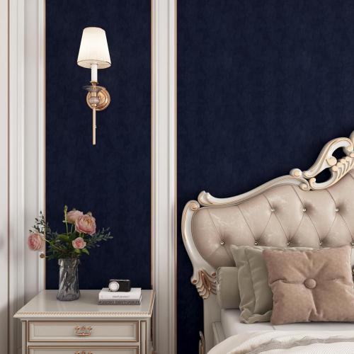 YENHOME Self Adhesive Blue Felt Fabric Wallpaper Peel and Stick  Blue Felt Wallpaper for Bedroom Walls Vintage Fabric Peel Stick Wall Paper Contact Paper Velvet Flocking Liner Removable