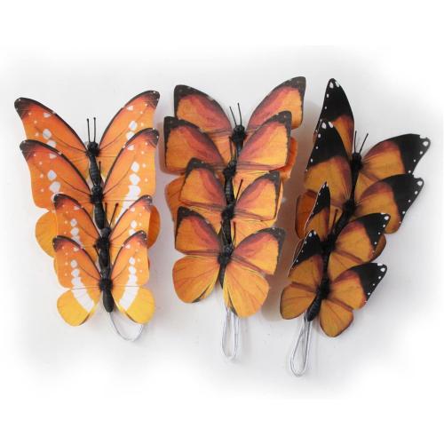 ConetoRosa 12PCS 2Sizes 3D Butterfly Decor - Fake Butterflies for Home, Room, Bedroom, Nursery Decor & Wedding, Christmas Party (Orange)