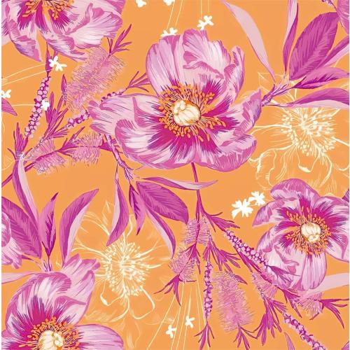 REDAMANCY Vintage Orange/Pink Poppy Floral Large Flowers Peel and Stick Wallpaper Stick on Contact Paper Vintage Wall Paper Easy Peel Off for nightstand Drawer Cabinet Renter