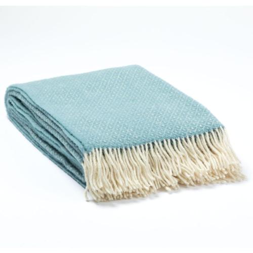 GreaterGood Ukrainian 100% Wool Throw Blanket – Handmade Elegant Cozy Fringed Wool Blanket for Couch, Bed, Sofa & Home Decor, Durable Plaid Herringbone Weave, Fair Trade Artisan Made (Blue, Diamond)