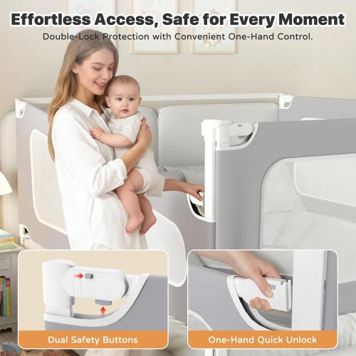 3 Piece King Size Bed Rail for Toddlers, Upgraded Height Adjustable Baby Bed Rail Guard, Thickened Child Safety Bed Rails for King Size Beds