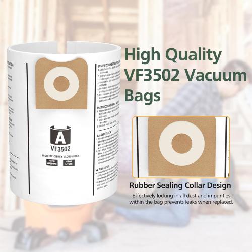 12 Pack 23743 VF3502 Vacuum Bags Compatible with Ridgid 12 to 16 Gallon Wet Dry Vacuums, High Efficiency Replacement Filter Bags for Model WD1950 WD1956 WD1850 WD1851 RV2400HF WD1450 WD1680 WD1270