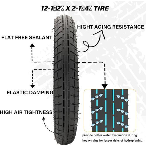12 1/2 x2 1/4 Tire and Tube Set, 12.5 x 2.25 Bike Tire Compatible for Razor Pocket Mod Dirt Bike Currie Schwinn GT IZIP eZip MX125 Dirt Rocket, Replacement Kids Bike Tires 12.5 x 2.25