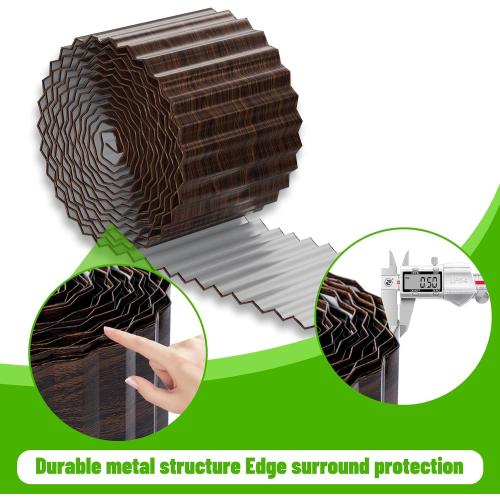 SnugNiture Corrugated Metal Garden Edging 4 x 60', Sturdy Lawn Landscape Edging Border, Fence for Garden, Flower Bed and Yard (Brown)