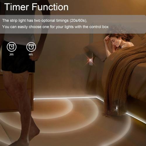 echosari Battery Operated Motion Sensor Cabinet Strip Lights, 9.8Ft 90 LED Counter Closet Strip Light, Motion & Night Sensor Safe Tape Light for Stairs Wardrobe Kitchen (Cool White)