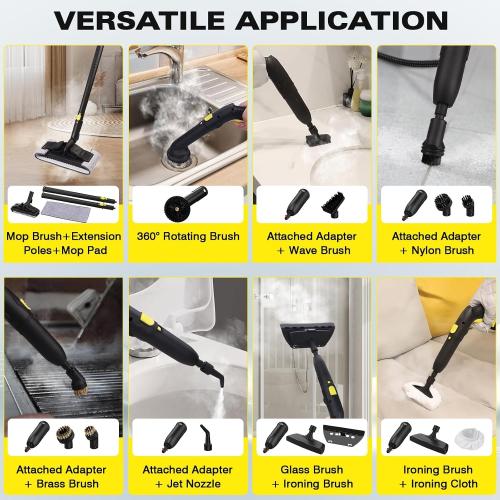 TVD Steam Cleaner for Home, Steamer for Cleaning With 26 Accessories | for Floor, Tile, Grout, Kitchen,Upholstery | 285°F Deep Cleaning | 5-Bar Pressure | 1.5L Tank | 5M Power Cord | Chemical-Free