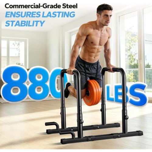 2026 Upgraded Dip Bars 880LBS Heavy Duty Dip Bar Station Height & Width Adjustable Parallel Bars for Full Body Strength Training Dip Stands Calisthenics Equipment for Home Push Up Bar