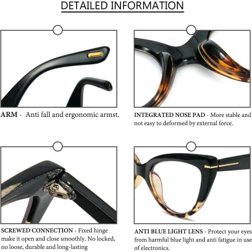 DXYXYO 3 Pack Cat Eye Reading Glasses for Women Fashion Blue Light Blocking Thick Frame Computer Readers 2.5
