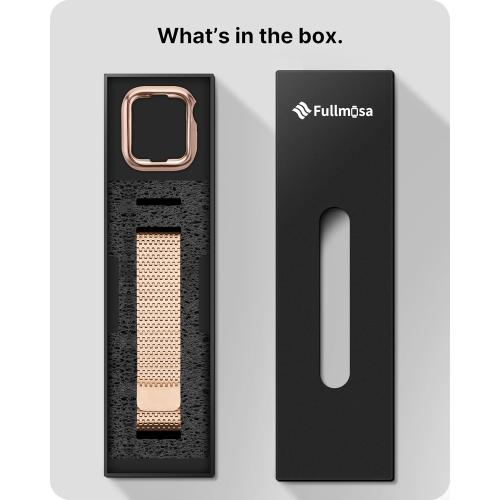 Fullmosa Compatible with Apple Watch Bands 41mm 40mm 38mm 46mm 49mm 45mm 44mm 42mm for Women Men, Stainless Steel Mesh Loop Magnetic Clasp iWatch Band with TPU Case for Apple Watch Series 11 10 9 8 7 6 5 4 3 2 1 Ultra3/2/1, SE3/2/1, 41mm 40mm 38mm Rose Go