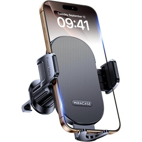 Miracase Phone Holders for Your Car with Metal Hook Clip, Air Vent Cell Phone Stand Car Mount, Universal Automobile Cradle Fit for iPhone Android and All Smartphones, Dark Grey