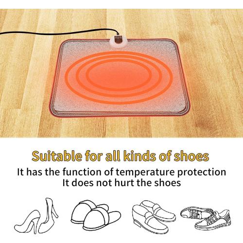 AC 110V Heated Floor Mat for Foot, Gray Carbon Crystal Heating Pad, Electric Heated Foot Warmers for Office, Home