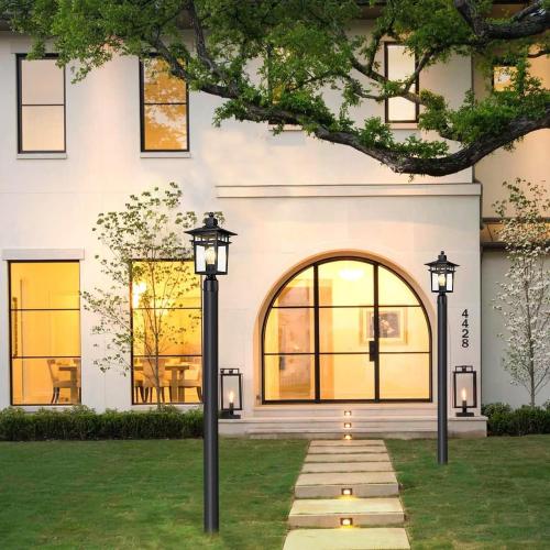 3 x 84 Black Outdoor Light Post - Multi-Use Pole for Light Fixtures, Mailboxes & Birdhouses. Ideal for Porch, Driveway, Garden, and Lawn.