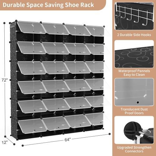 ROJASOP Shoe Storage Cabinet, 12-Tier Shoe Organizer 96 Pairs Extra Large Plastic Shoe Rack with Covers Portable Shoe Rack Organizer with Doors Big Shoe Rack for Closet Entryway Bedroom