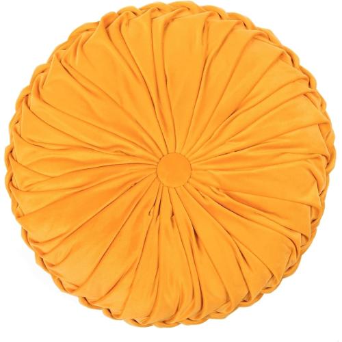 Lush Decor Round Pleated Soft Velvet Decorative Throw Pillow, 1 Count, 15 Diameter, Navy - Blue Plush Round Pillow, Seat Cushion, Decorative Pillows For Bed, Couch, Or Chair