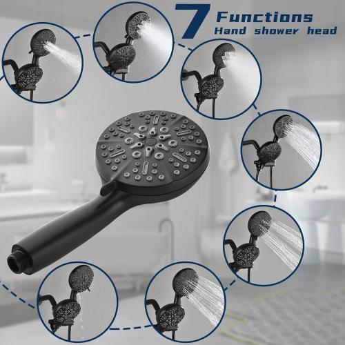 Tub and Shower Faucet Set Complete Dual Shower Head and Handheld 2 in 1 Combo Set Shower System with Tub Spout Tub and Shower Trim Kit Matte Black