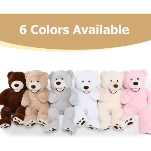 DOLDOA Giant Teddy Bear Plush Gift for Baby Shower, Life Size Stuffed Animal with Footprints, Dark Brown