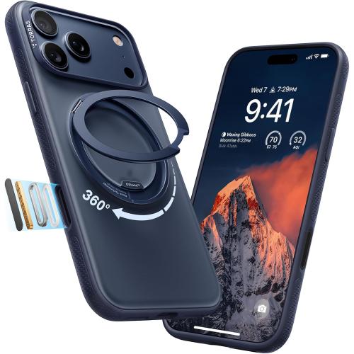 TORRAS for iPhone 17 Pro Max Case, 360 Magnetic Stand, [Fit for MagSafe] [4X Military-Grade Protection] Slim Case for iPhone 17 Pro Max, 6.9, Translucent Deep Blue, Ostand O3 Fitness Series