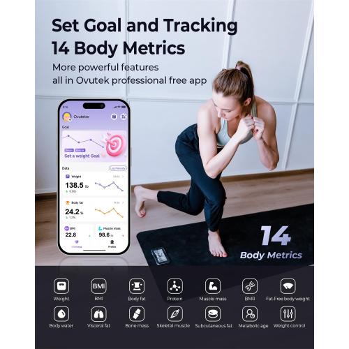 Professional Smart Scale for Body Weight, BMI, Body Fat, Muscle Mass, Highly Accurate Body Composition Weighing Machine, Bathroom Digital Scale Large Display Sync with Fitness App, 450lb