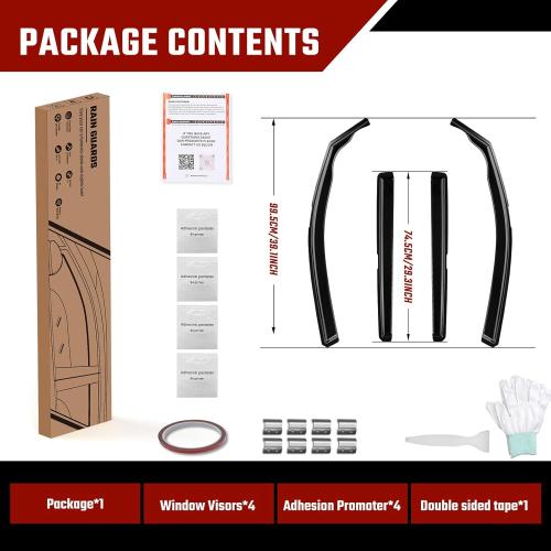 in-Channel Rain Guards Fit for Volkswagen Tiguan 2018-2025 Black Extra Durable Shatterproof Side Window Deflectors, Window Visors, Wind Deflectors - 4 PCS