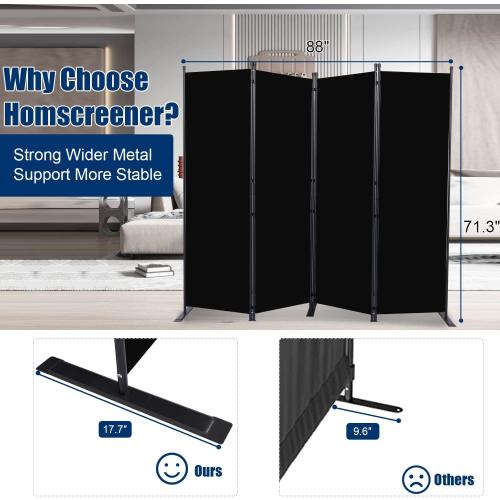 Room Divider 6FT Portable Room Dividers and Folding Privacy Screens, 88'' W Fabric Divider for Room Separation, 4 Panel Partition Room Dividers Screen
