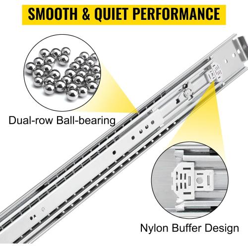 VEVOR Drawer Slides, 1 Pair 60inch Locking Drawer Slides, 500lbs Load Capacity (178 lbs When Fully Extended), Side Mount Ball Bearing Drawer Glides, Long Full Extension Drawer Slide