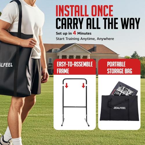 ZEALFEEL 9 Hole Baseball Pitching Net with Strike Zone & Carry Bag | 5 Height Adjustable, Durable Tear-resistant Netting, Lightweight & Quick Setup, Baseball Softball Training for Teens & Adults